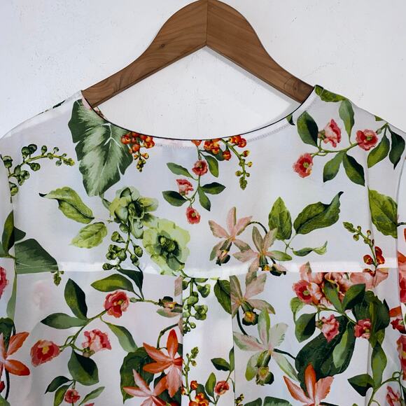 Tommy Hilfiger L Floral Blouse Garden Print Boho Bright Spring Summer Top Resort - Picture 5 of 10